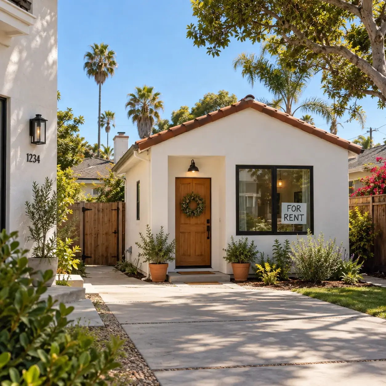 Backyard ADU unit for rent in Long Beach California neighborhood